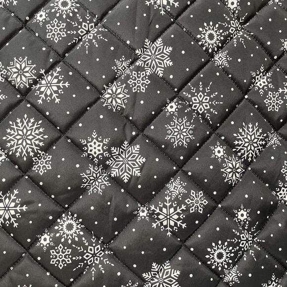 Land's End Women's Quilted Puffer Vest Black with White Snowflakes Large - Picture 9 of 9